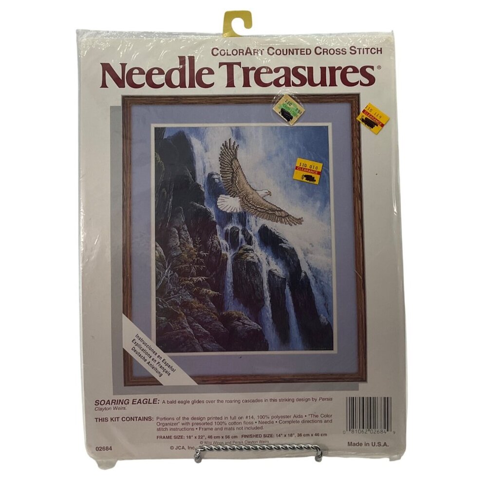 VTG 90's Needle Treasures Counted Cross Stitch Kit Soaring Eagle Cascade Nature